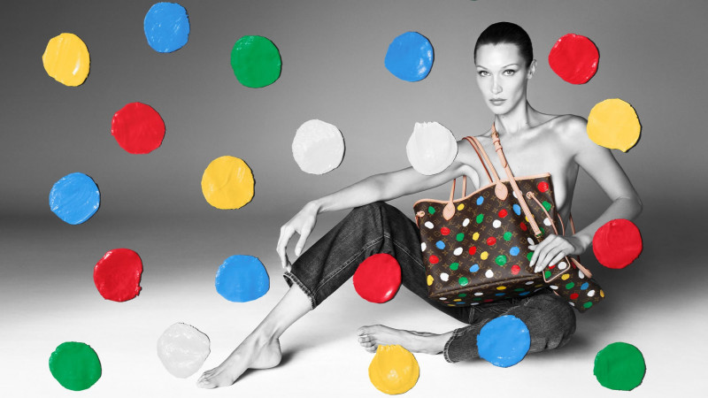 Bella Hadid featured in  the Louis Vuitton Louis Vuitton x Yayoi Kusama Global Campaign advertisement for Holiday 2022