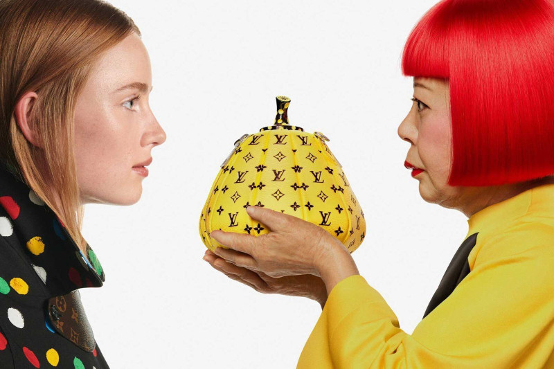 Rianne Van Rompaey featured in  the Louis Vuitton Louis Vuitton x Yayoi Kusama Global Campaign advertisement for Holiday 2022