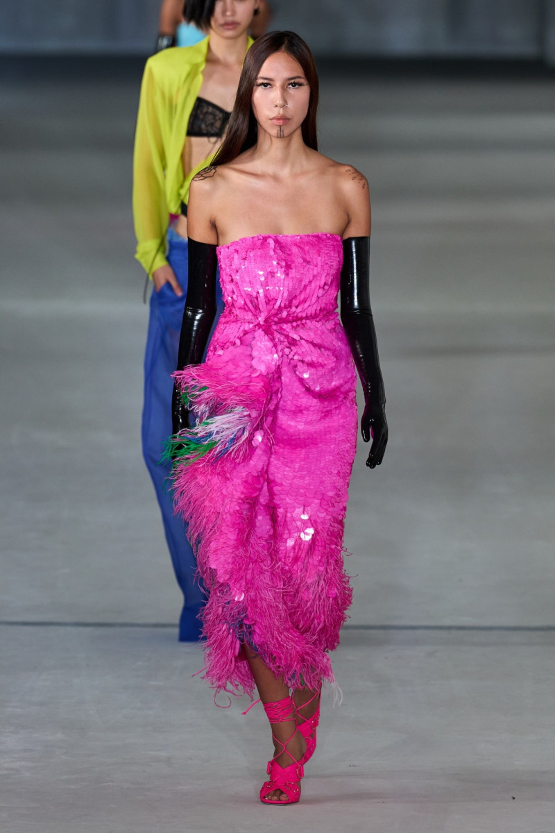 Quannah Rose Chasinghorse-Potts featured in  the Prabal Gurung fashion show for Spring/Summer 2023