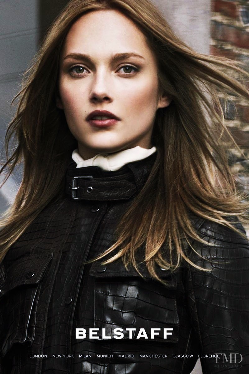 Karmen Pedaru featured in  the Belstaff advertisement for Autumn/Winter 2013