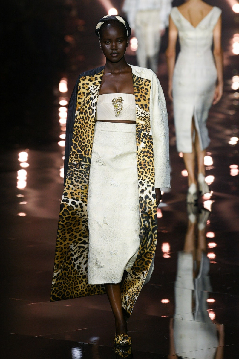 Adut Akech Bior featured in  the Roberto Cavalli fashion show for Spring/Summer 2023