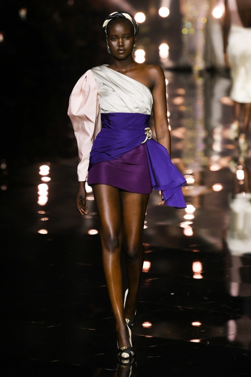 Adut Akech Bior featured in  the Roberto Cavalli fashion show for Spring/Summer 2023