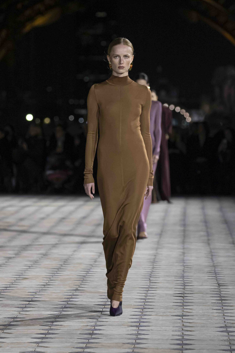 Rianne Van Rompaey featured in  the Saint Laurent fashion show for Spring/Summer 2023