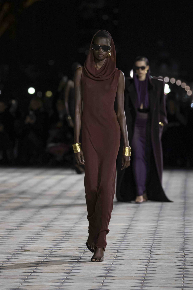 Mary Ukech featured in  the Saint Laurent fashion show for Spring/Summer 2023
