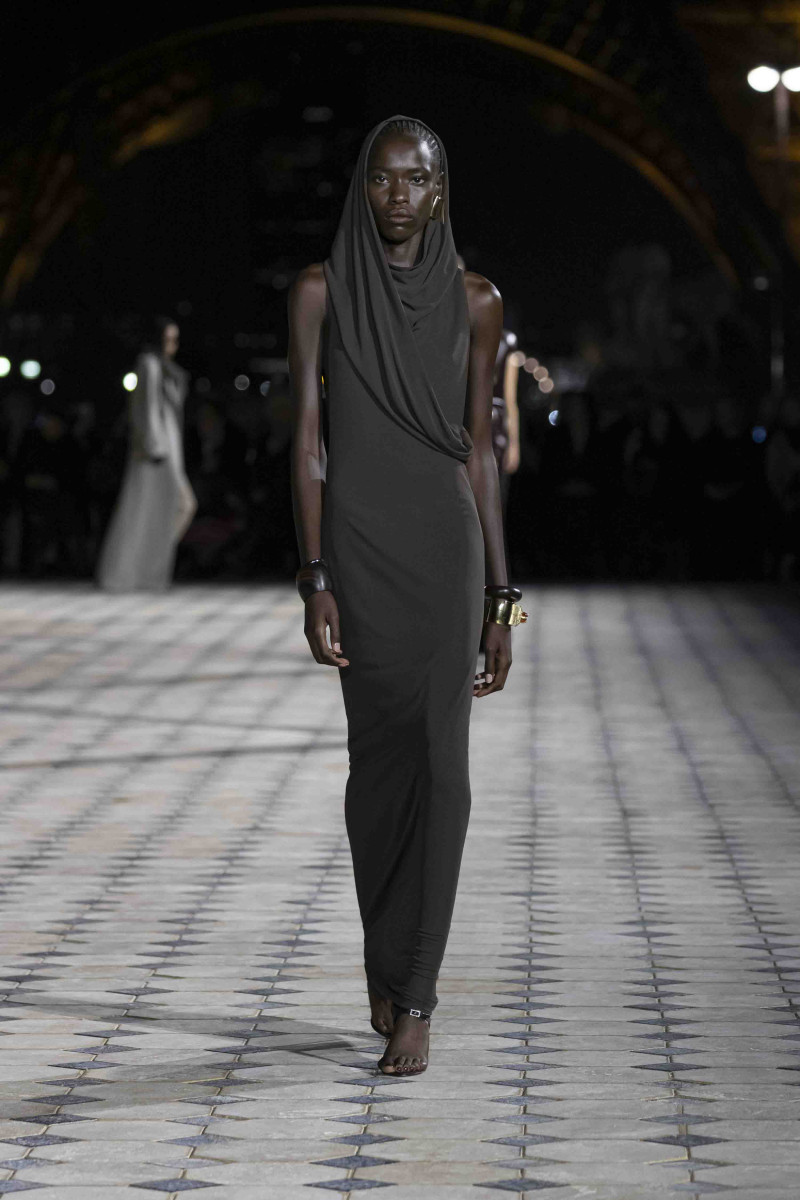 Awar Odhiang featured in  the Saint Laurent fashion show for Spring/Summer 2023