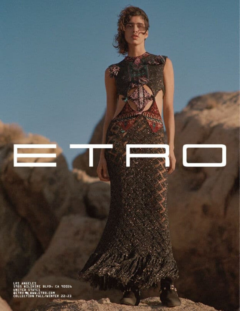 Mica Arganaraz featured in  the Etro advertisement for Autumn/Winter 2022