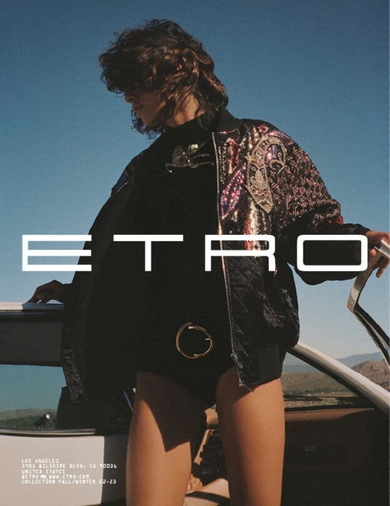 Mica Arganaraz featured in  the Etro advertisement for Autumn/Winter 2022