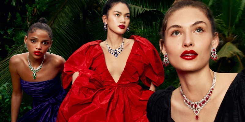 Grace Elizabeth featured in  the Graff Diamonds Graffablous Chapter IV - Three Graces In Paradise  advertisement for Holiday 2022