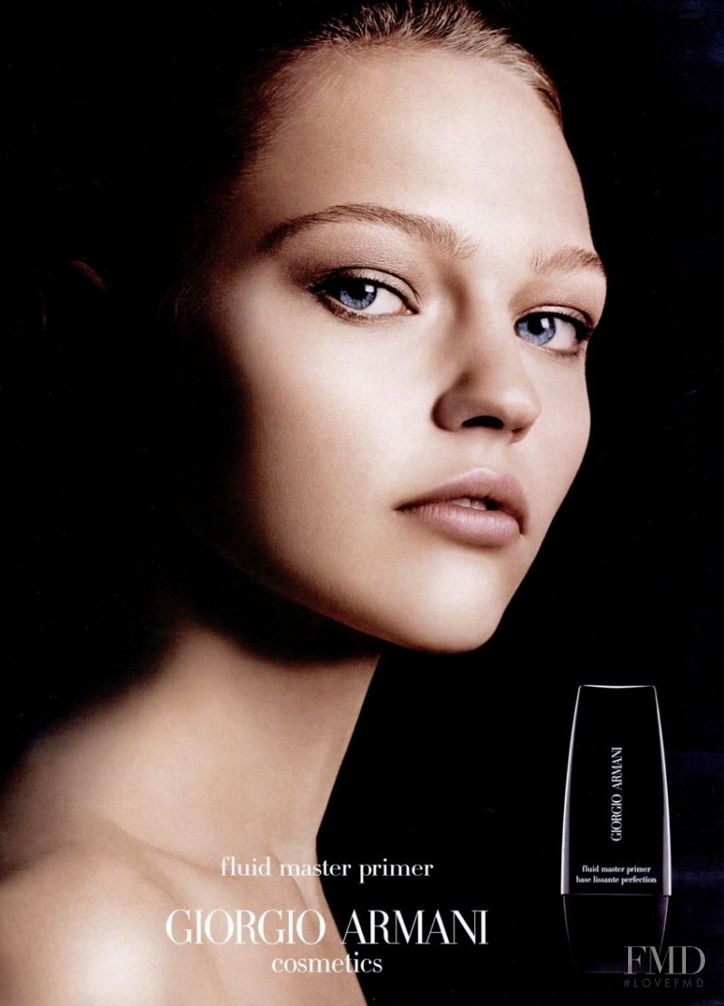 Sasha Pivovarova featured in  the Armani Beauty Fluid Master Primer advertisement for Autumn/Winter 2007