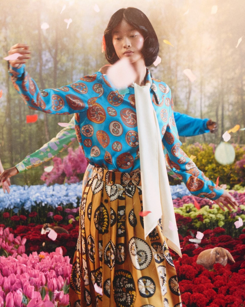 Jiang Ruiqi featured in  the Gucci The Year Of The Rabbit advertisement for Spring/Summer 2023