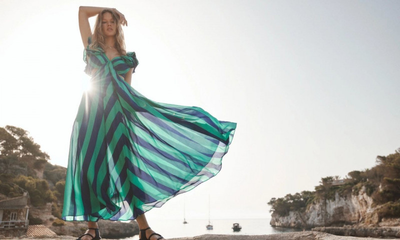 Anna Ewers featured in  the Zimmermann Swim advertisement for Resort 2023