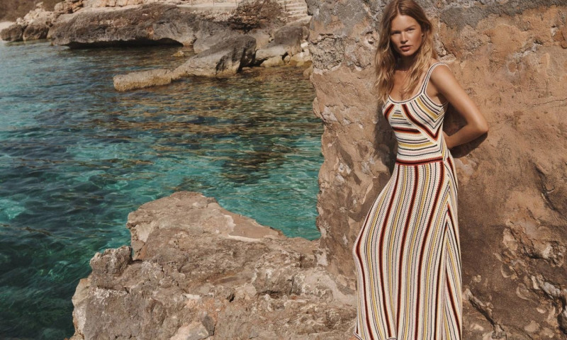 Anna Ewers featured in  the Zimmermann Swim advertisement for Resort 2023