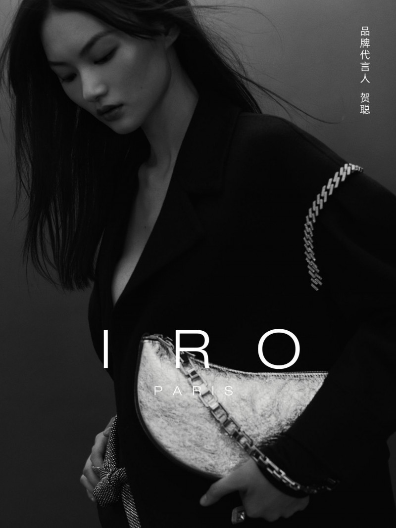 Cong He featured in  the IRO Paris advertisement for Autumn/Winter 2022