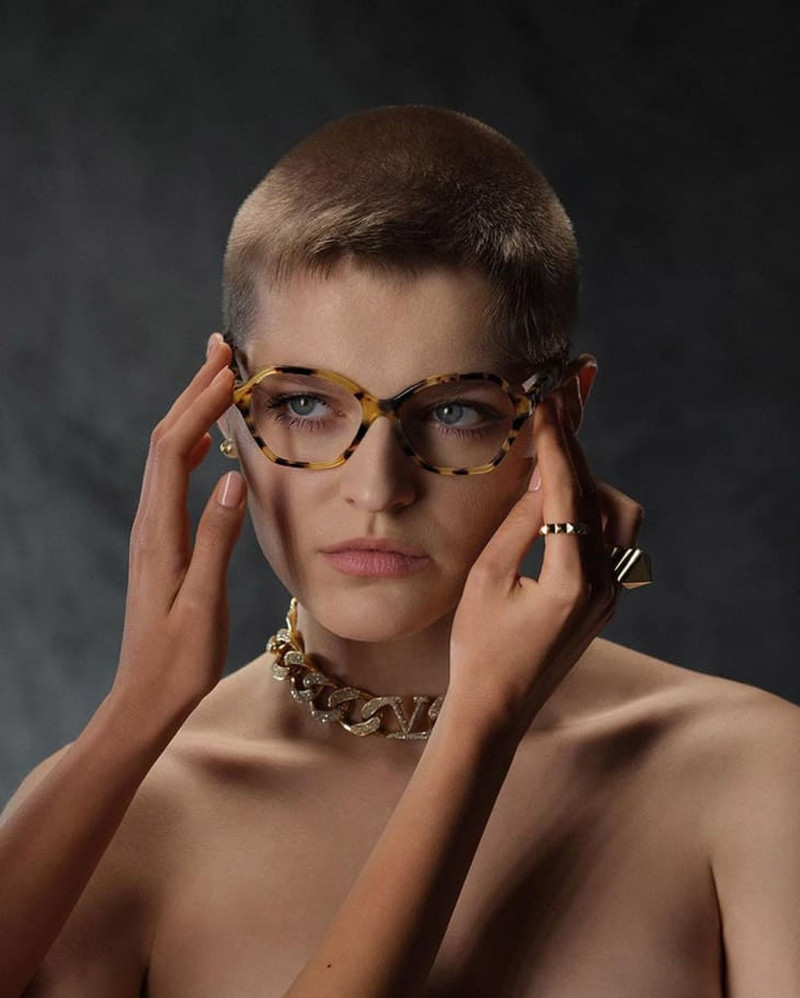 Ann-Sophie B featured in  the Valentino Eyewear advertisement for Spring/Summer 2022