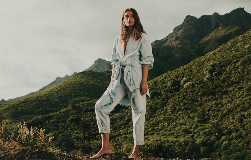 Andreea Diaconu featured in  the Mango Denim advertisement for Spring/Summer 2022