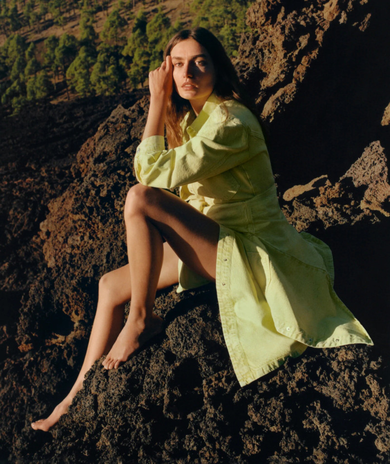 Andreea Diaconu featured in  the Mango Denim advertisement for Spring/Summer 2022