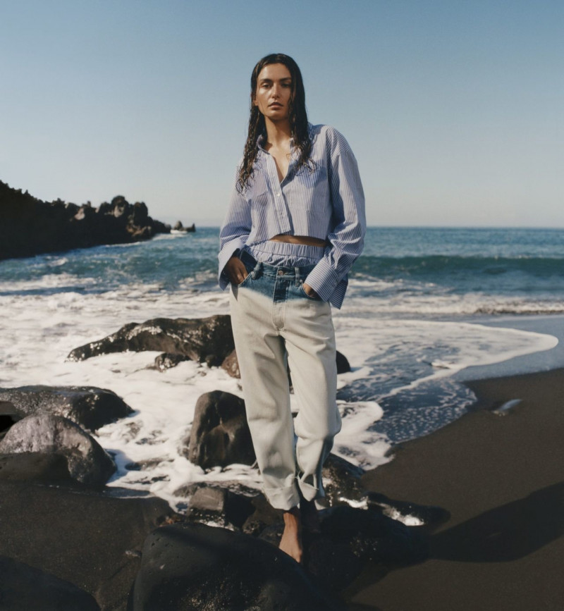 Andreea Diaconu featured in  the Mango Denim advertisement for Spring/Summer 2022