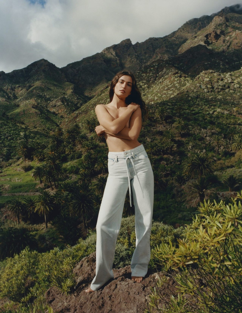 Andreea Diaconu featured in  the Mango Denim advertisement for Spring/Summer 2022