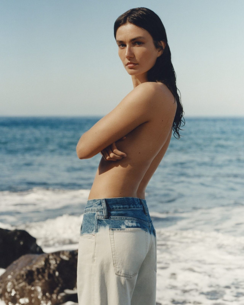 Andreea Diaconu featured in  the Mango Denim advertisement for Spring/Summer 2022