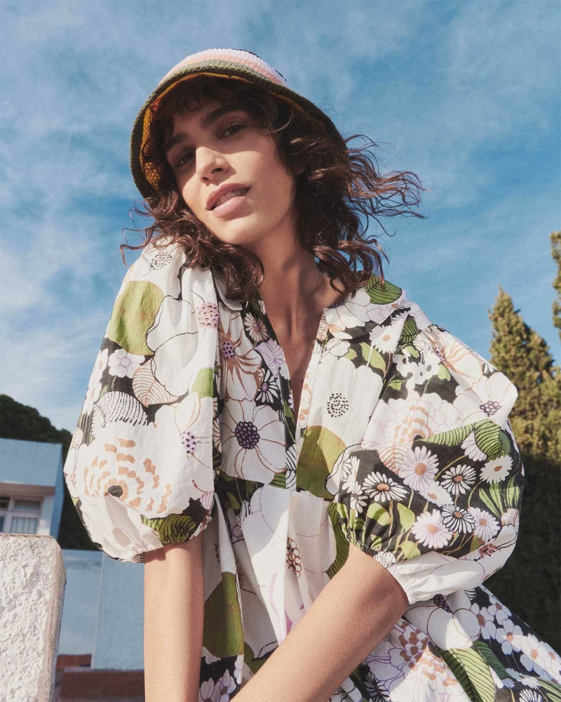 Mica Arganaraz featured in  the Maje advertisement for Spring/Summer 2022