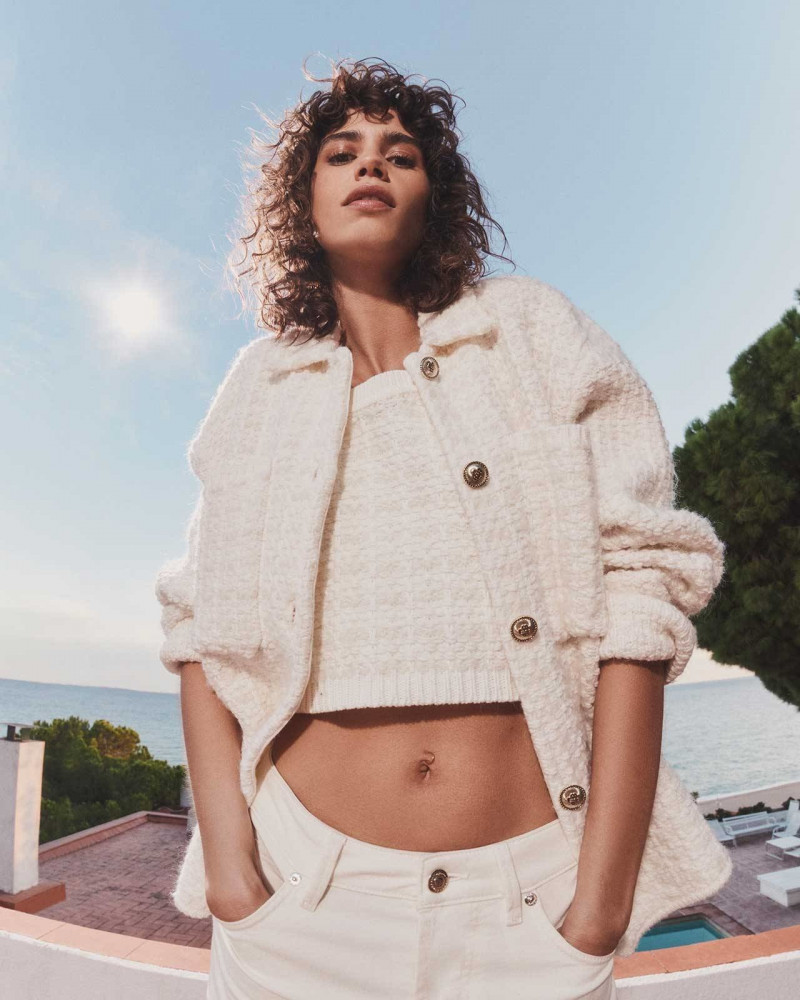 Mica Arganaraz featured in  the Maje advertisement for Spring/Summer 2022