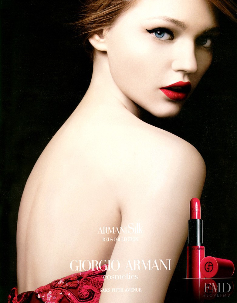 Sasha Pivovarova featured in  the Armani Beauty Silk advertisement for Autumn/Winter 2007