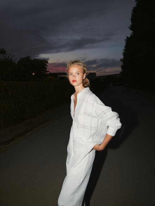 Olivia Vinten featured in  the Massimo Dutti Day & Night lookbook for Spring/Summer 2021