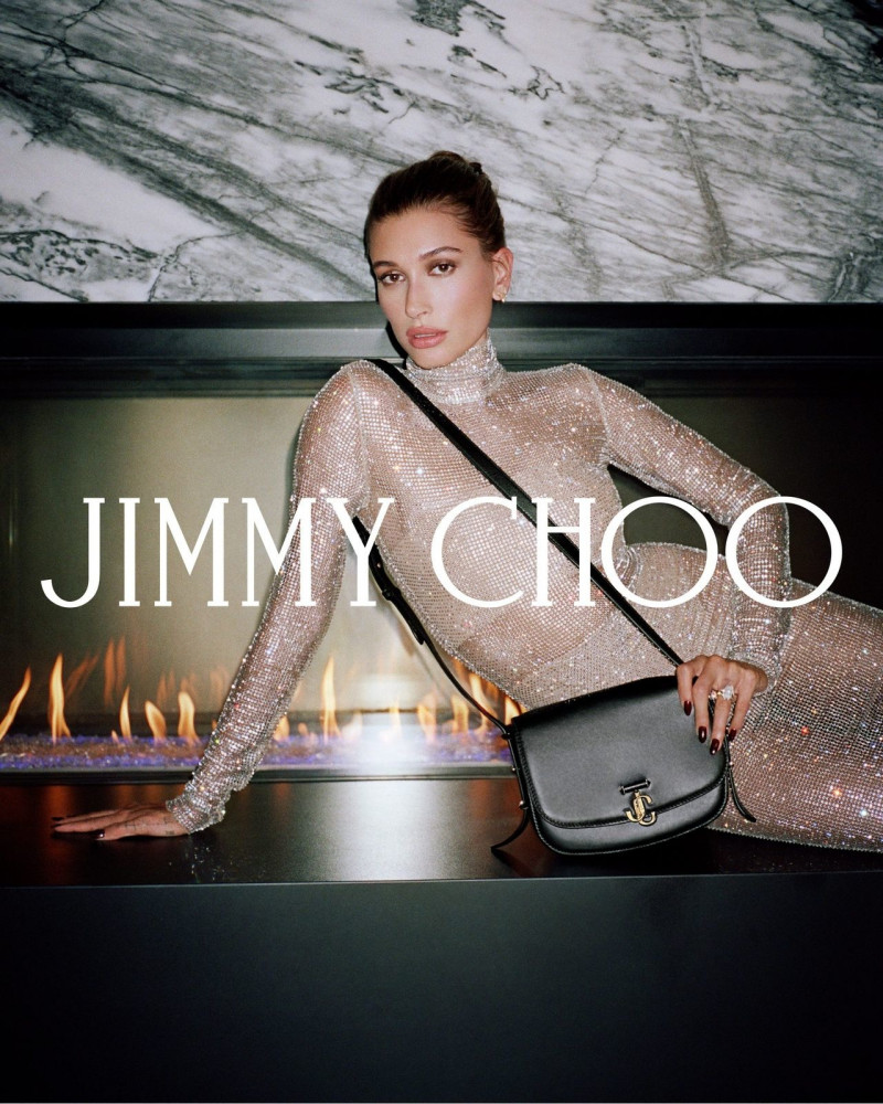 Hailey Baldwin Bieber featured in  the Jimmy Choo advertisement for Holiday 2021