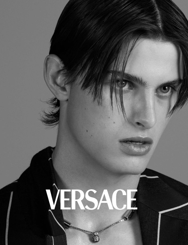 Mark Vanderloo Jr. featured in  the Versace Versace S/S 2023 Men\'s Campaign advertisement for Spring/Summer 2023