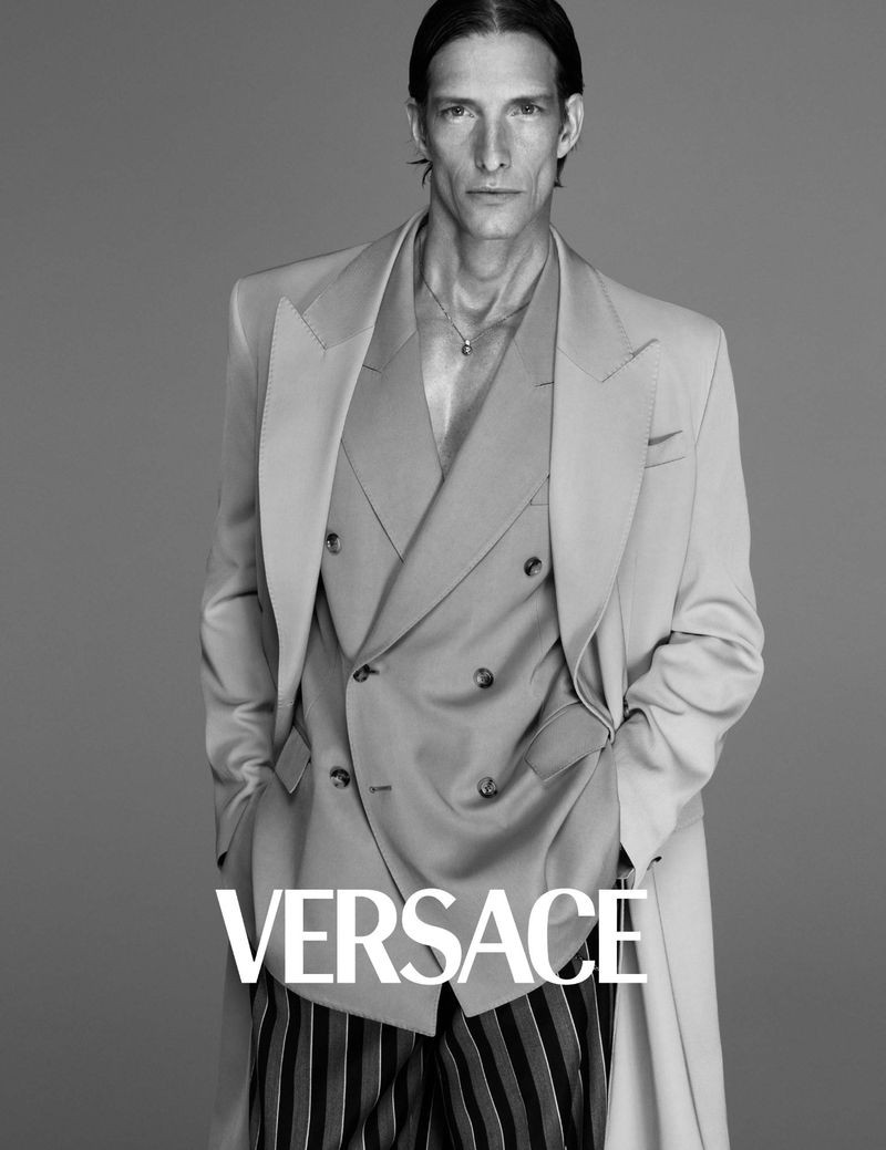 Ivan de Pineda featured in  the Versace Versace S/S 2023 Men\'s Campaign advertisement for Spring/Summer 2023