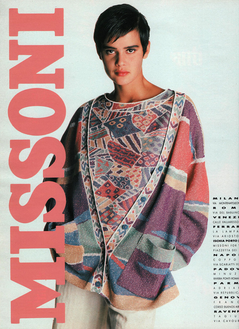 Nadege du Bospertus featured in  the Missoni advertisement for Spring/Summer 1990