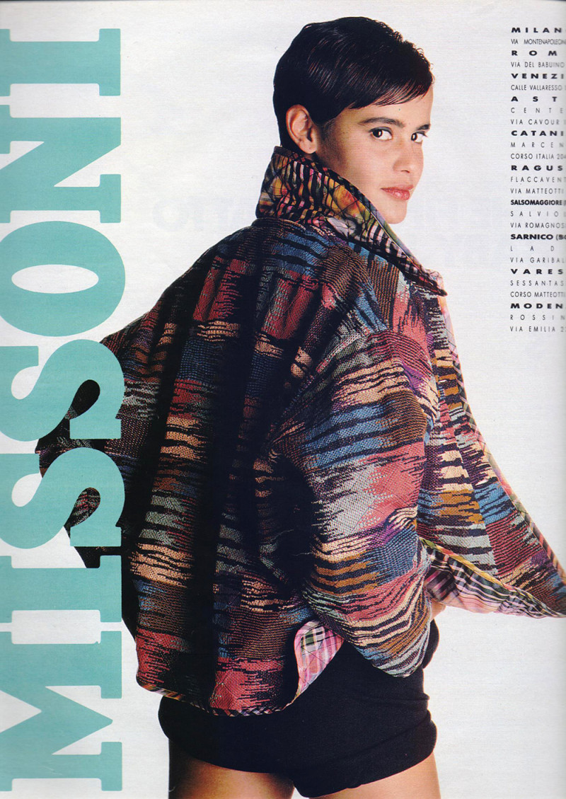 Nadege du Bospertus featured in  the Missoni advertisement for Spring/Summer 1990