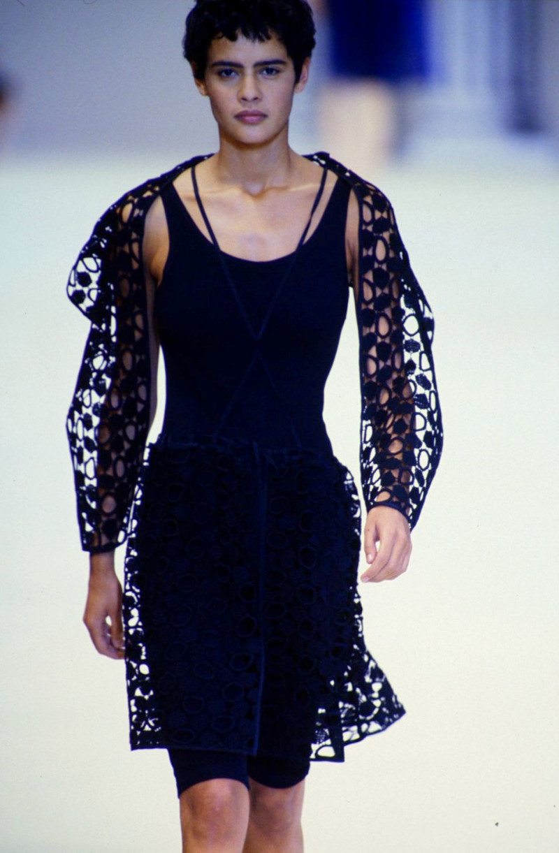 Nadege du Bospertus featured in  the Yohji Yamamoto fashion show for Spring/Summer 1991