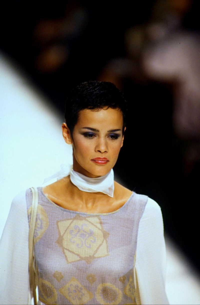 Nadege du Bospertus featured in  the Giorgio Armani fashion show for Spring/Summer 1995