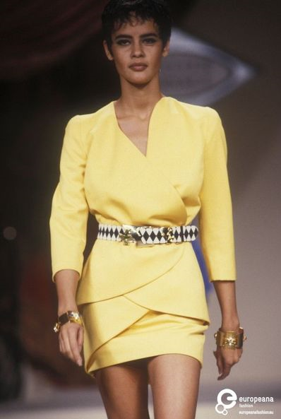 Nadege du Bospertus featured in  the Atelier Versace fashion show for Spring/Summer 1991