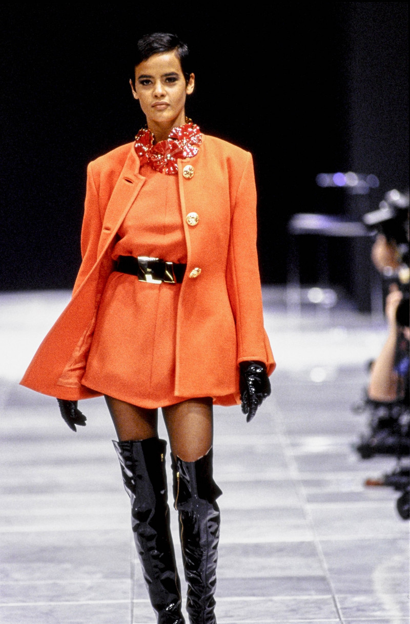 Nadege du Bospertus featured in  the Versace fashion show for Autumn/Winter 1991