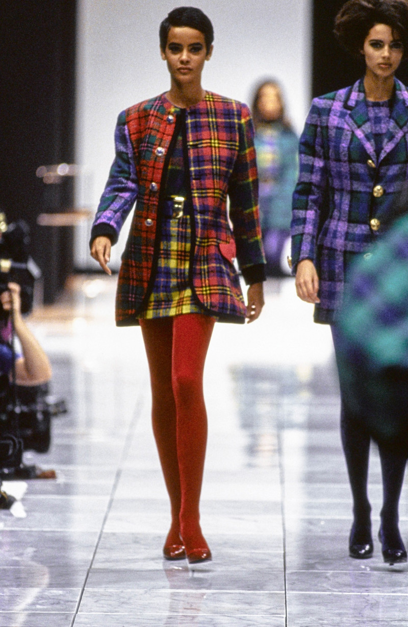 Nadege du Bospertus featured in  the Versace fashion show for Autumn/Winter 1991