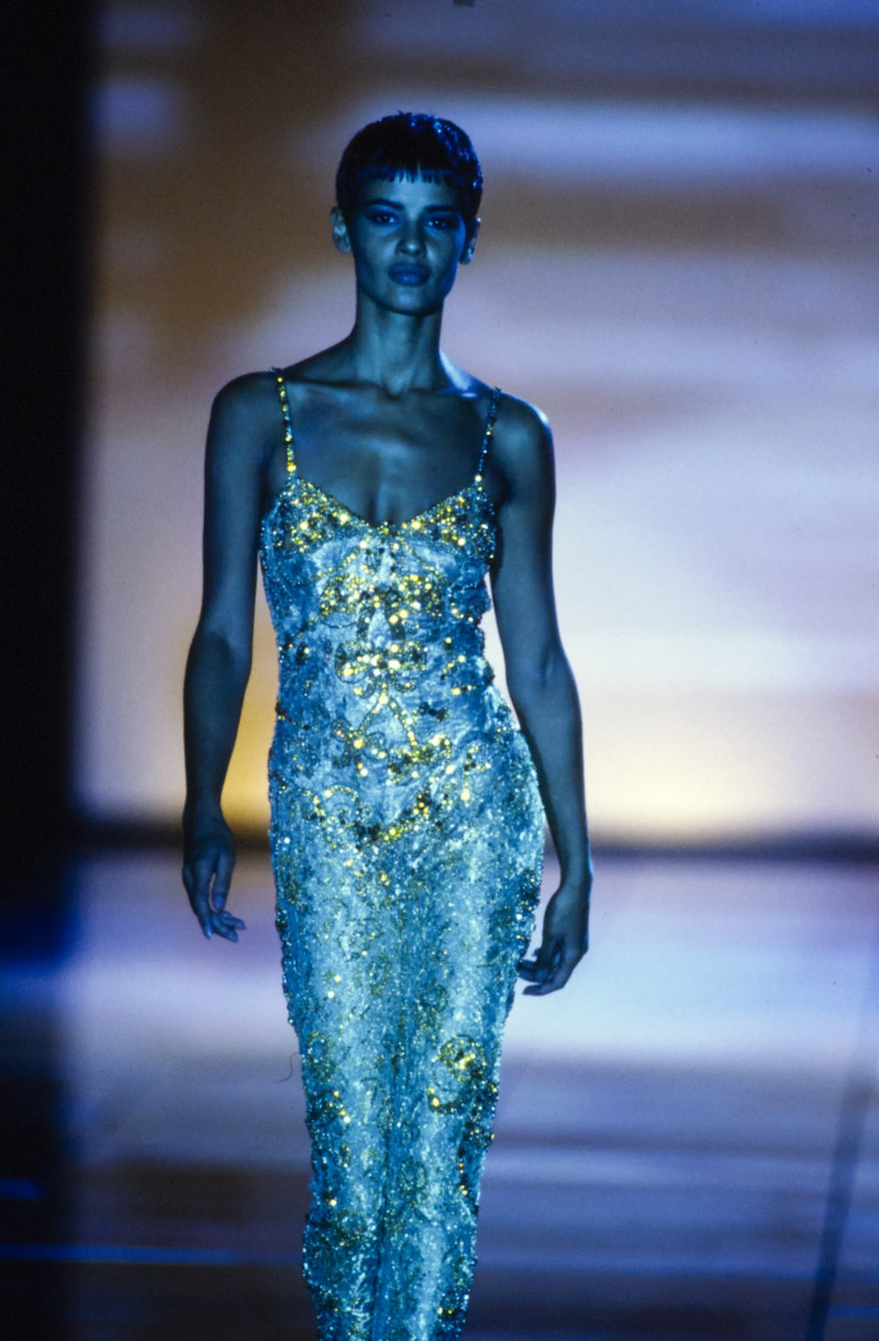 Nadege du Bospertus featured in  the Versace fashion show for Spring/Summer 1992