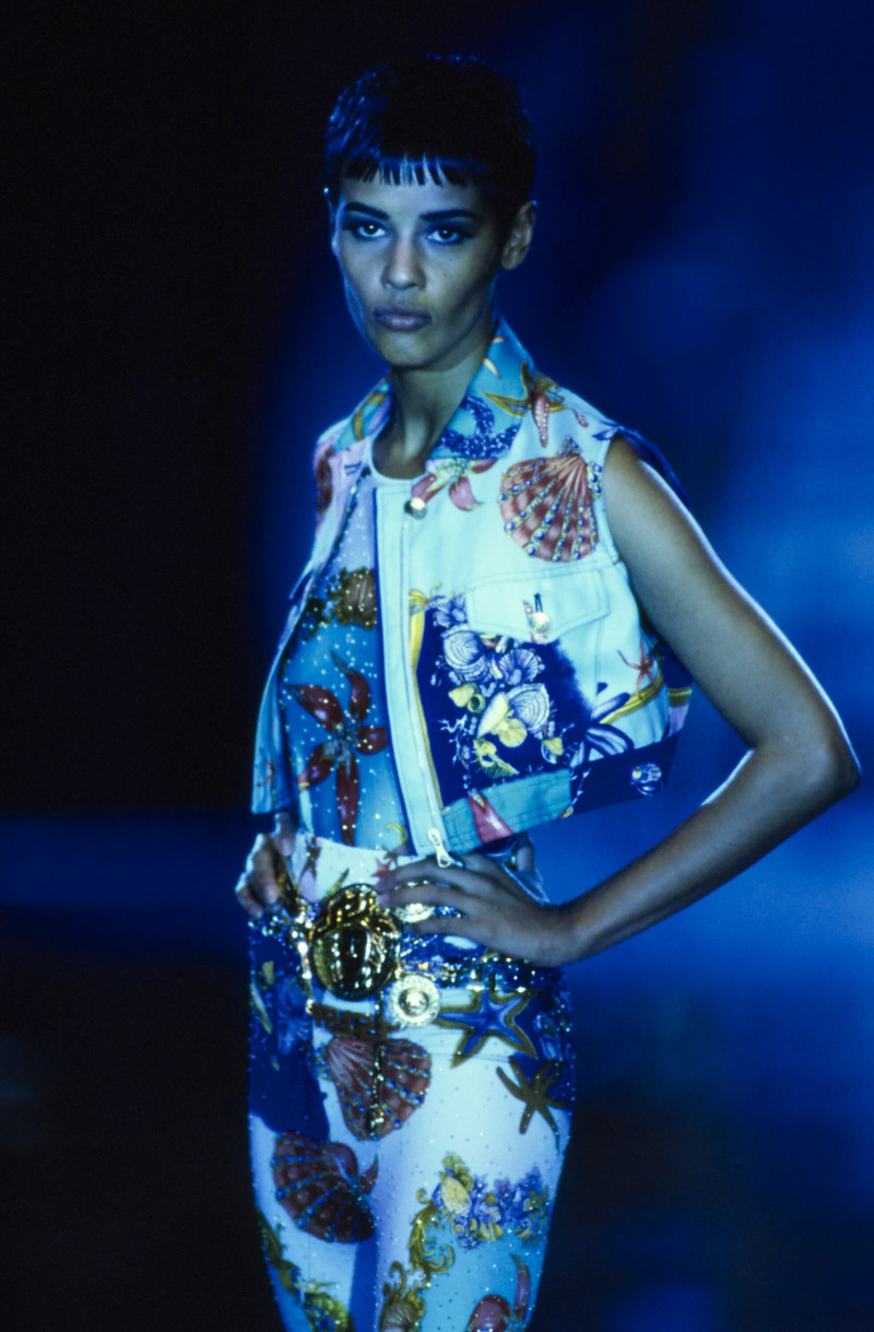 Nadege du Bospertus featured in  the Versace fashion show for Spring/Summer 1992