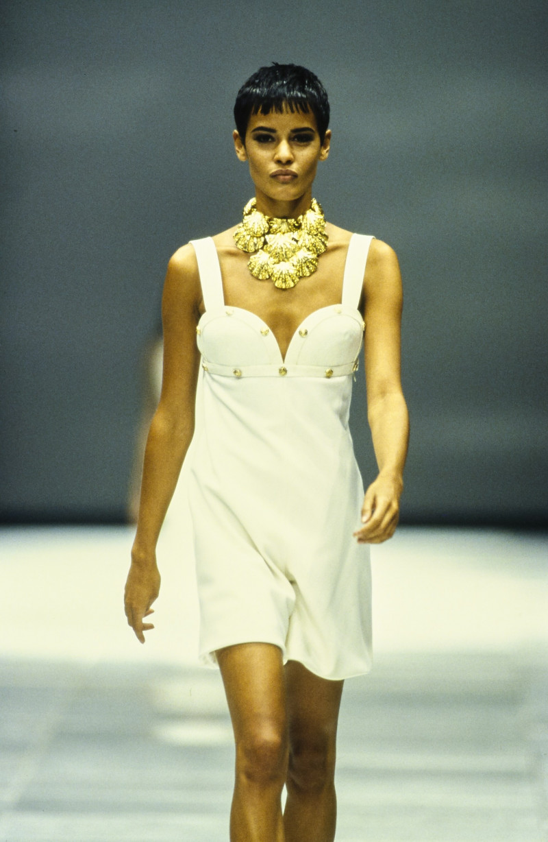 Nadege du Bospertus featured in  the Versace fashion show for Spring/Summer 1992