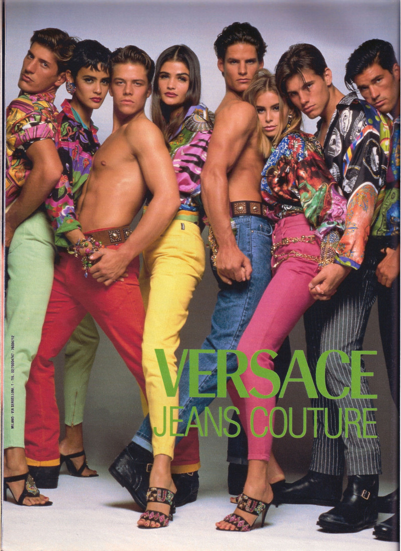 Helena Christensen featured in  the Versace Jeans Couture advertisement for Spring/Summer 1991