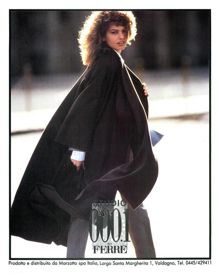 Gretha Cavazzoni featured in  the Gianfranco Ferré Studio 0001 advertisement for Autumn/Winter 1989