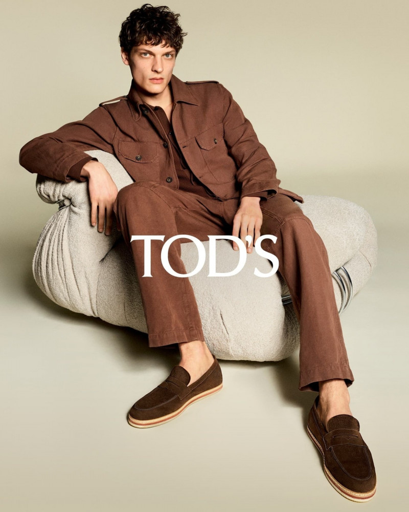 Valentin Caron featured in  the Tod\'s advertisement for Pre-Spring 2023