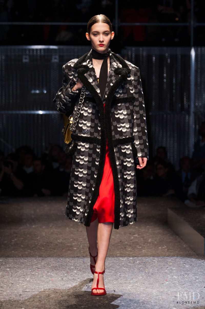 Emma Waldo featured in  the Prada fashion show for Autumn/Winter 2014