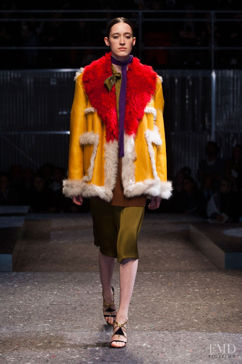 Helena Severin featured in  the Prada fashion show for Autumn/Winter 2014