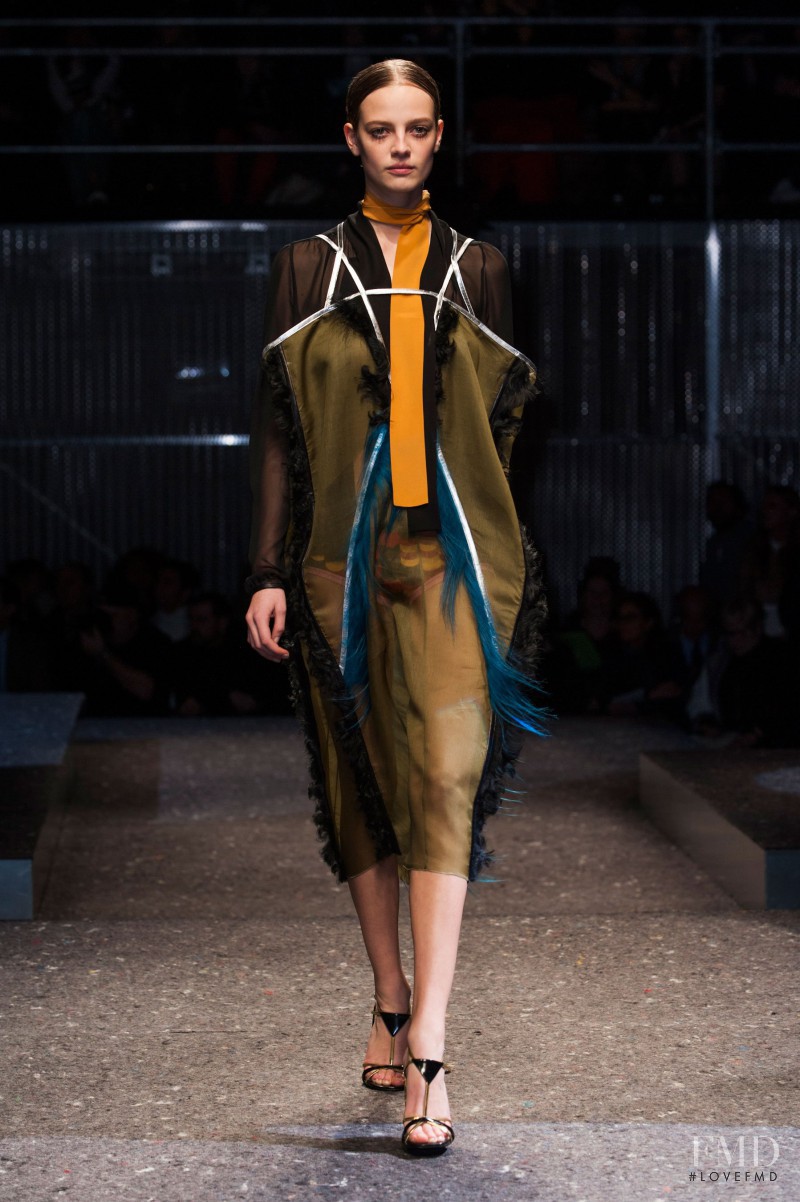 Ine Neefs featured in  the Prada fashion show for Autumn/Winter 2014