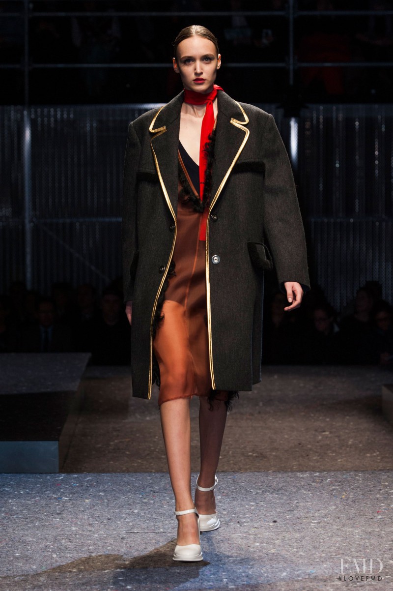 Stasha Yatchuk featured in  the Prada fashion show for Autumn/Winter 2014