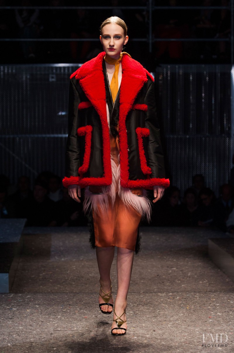 Charlotte Lindvig featured in  the Prada fashion show for Autumn/Winter 2014