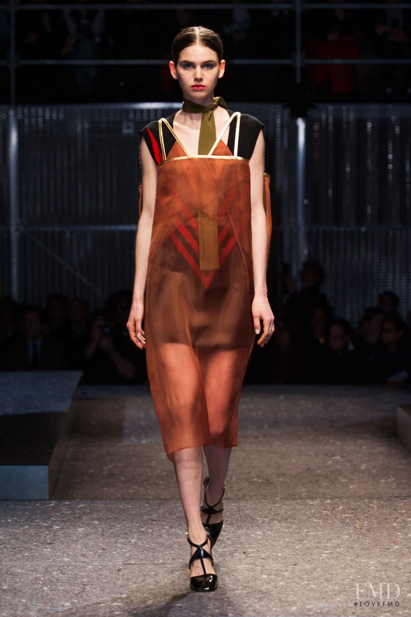 Irma Spies featured in  the Prada fashion show for Autumn/Winter 2014
