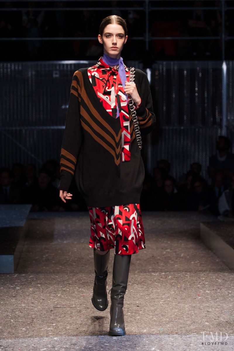 Josephine van Delden featured in  the Prada fashion show for Autumn/Winter 2014